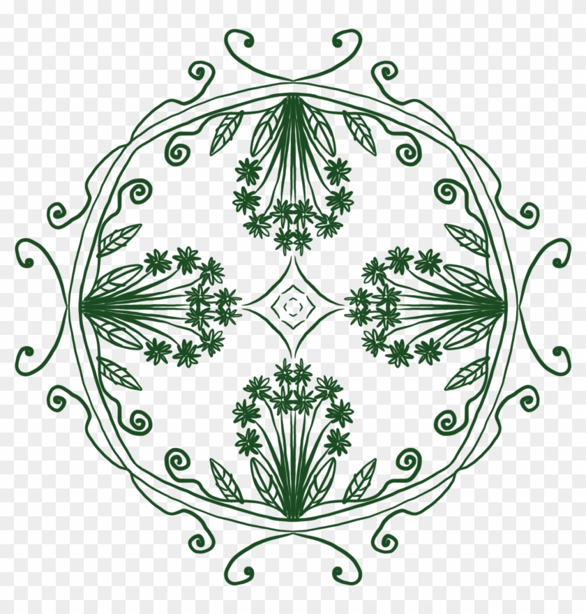Green Leaves Flowers Plants Frame Png And Psd - Circle Clipart