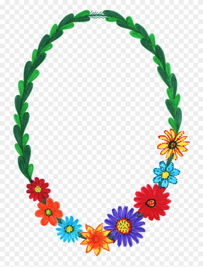 734 X 1024 12 0 - Flower Oval Frame Png Clipart #2511112