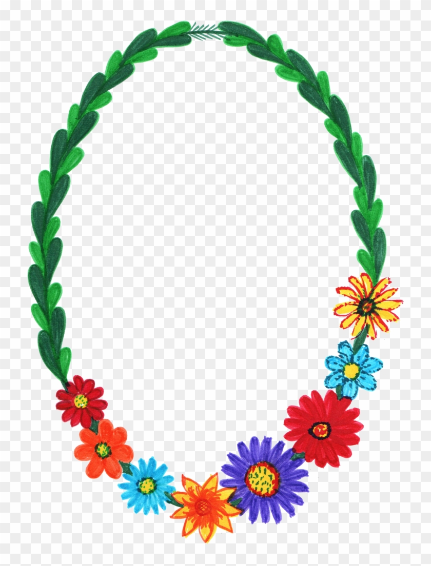 734 X 1024 12 0 - Flower Oval Frame Png Clipart