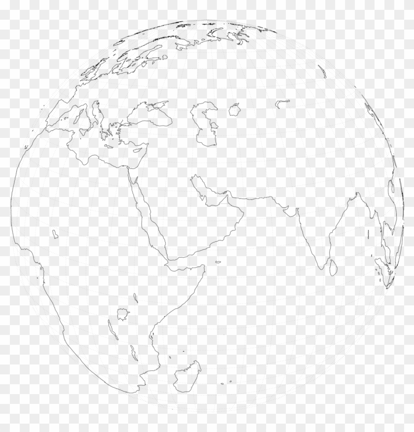 Globe World Map Sphere India Png Image - Sketch Clipart #2512434