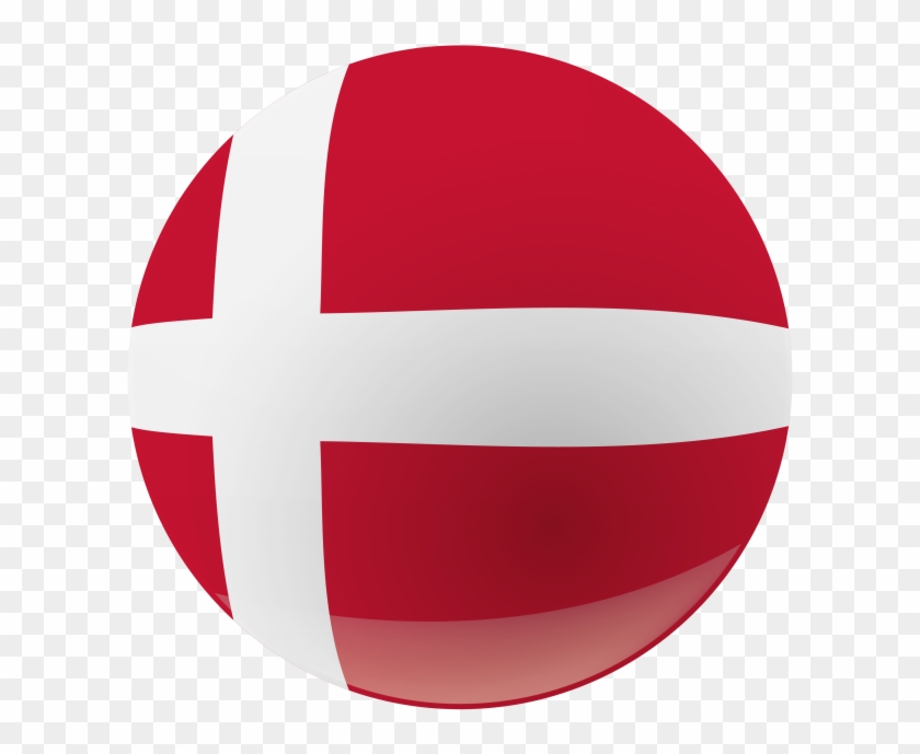 Denmark Republic Flag Round Button - Icon Flag Denmark Png Clipart