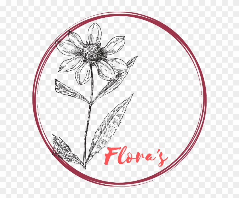 Flora's Flower Logo - Line Art Clipart #2512987