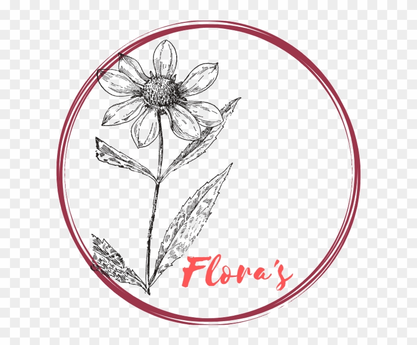 Flora's Flower Logo - Line Art Clipart