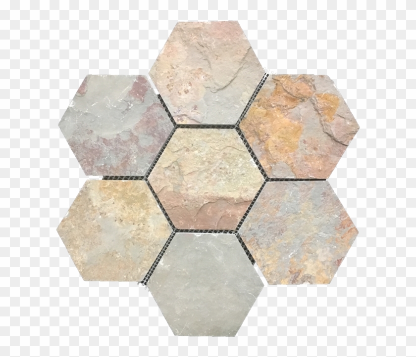 Lotus Multicolor Slate 5" Hexagon Mosaic - Tile Clipart