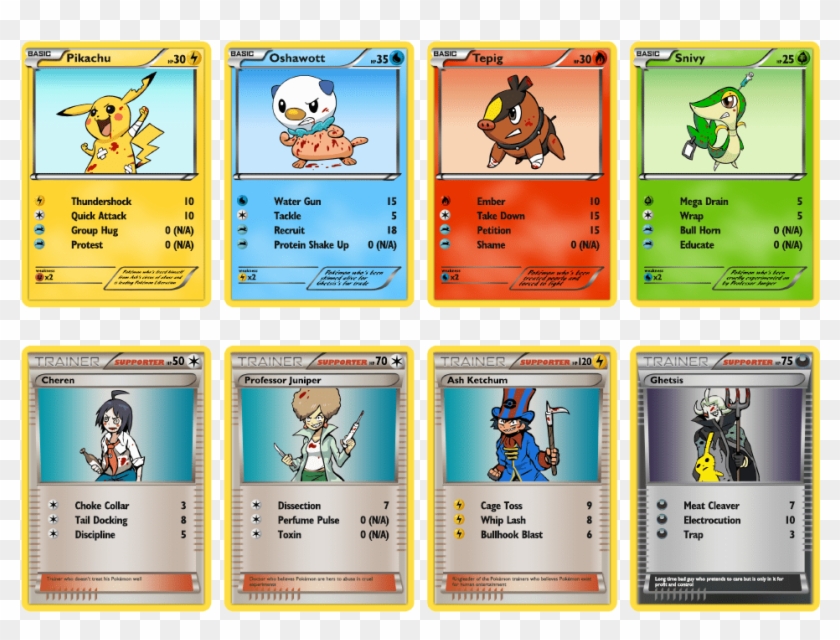 Peta Pokemon Cards - Pokemons Names And Their Attacks Clipart