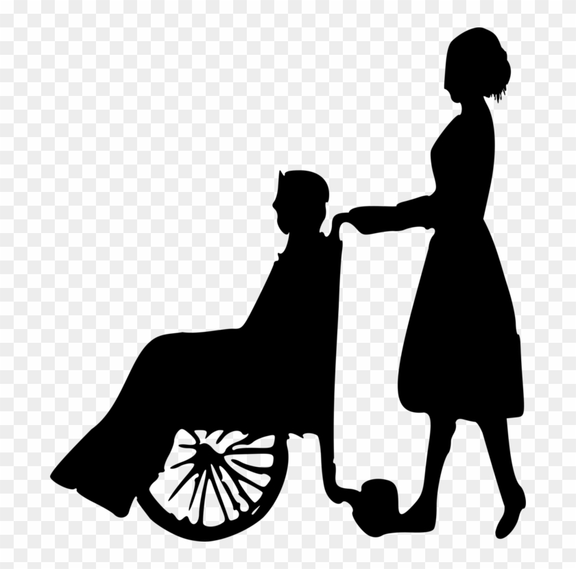 Man Drawing Wheelchair Patient Silhouette - Silhouette Clipart