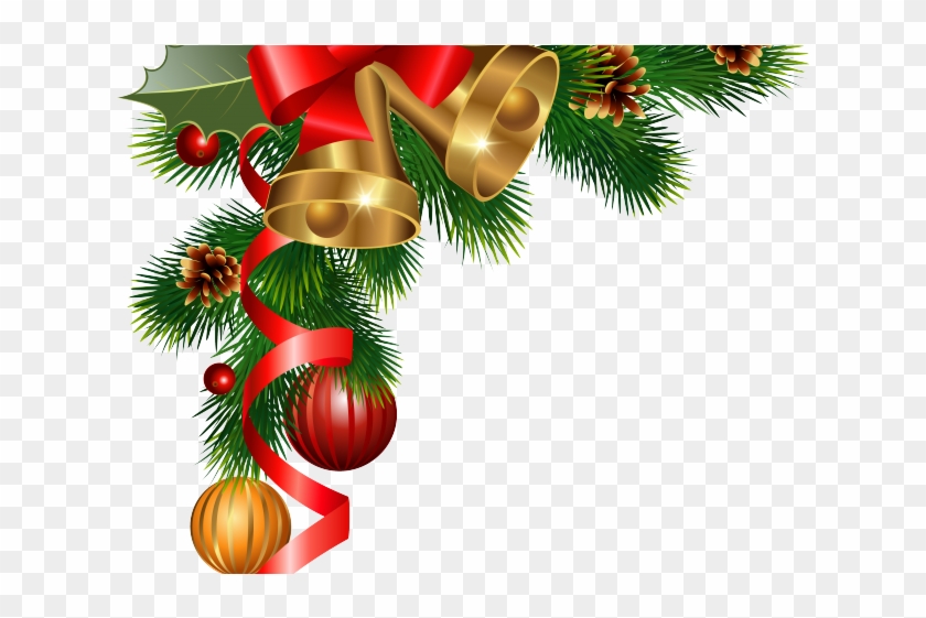Drawn Christmas Ornaments Merry Christmas Banner - Corner Christmas Garland Clipart - Png Download