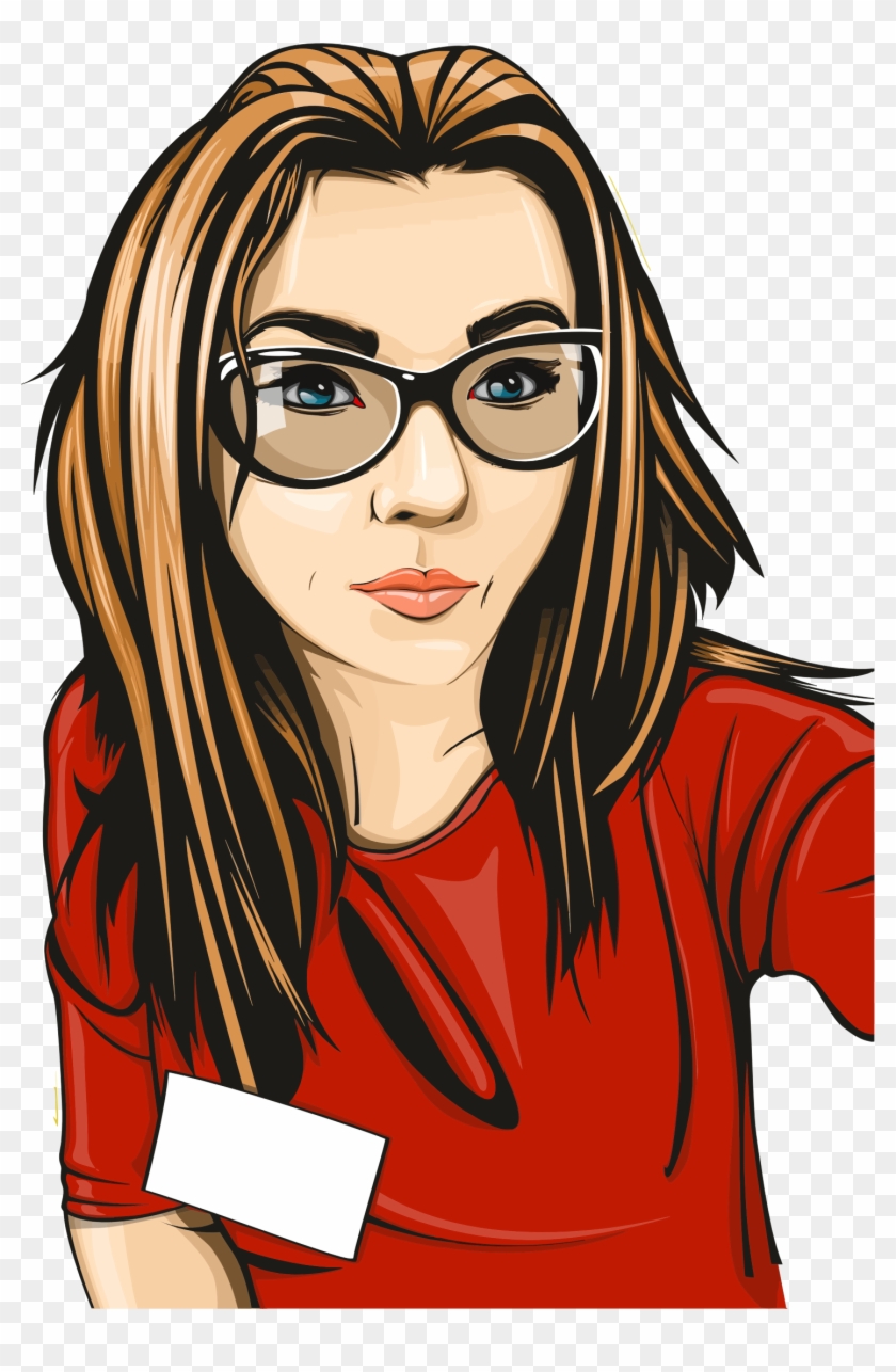 Girl With Eyeglasses Cartoon Clipart #2520014