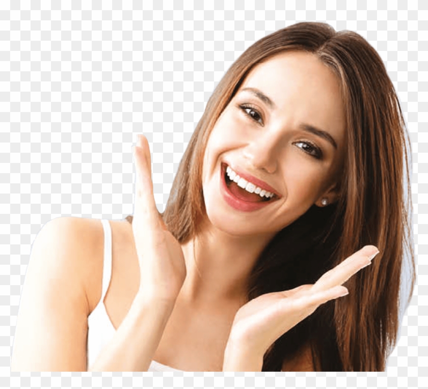 Dental Care For The Whole Family - Young Woman Showing Smile In Casual Smart Clothing Clipart