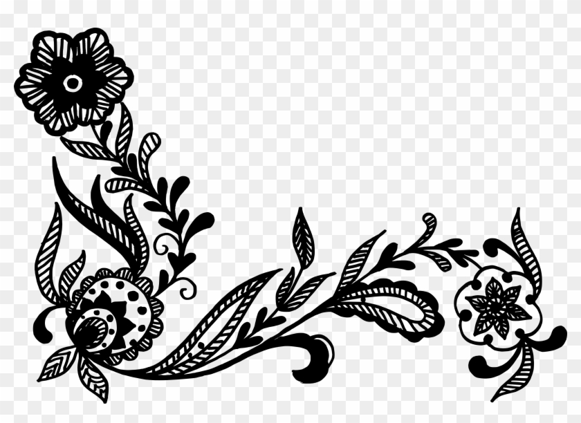 Free Download - Flowers Corner Black And White Clipart #2522307