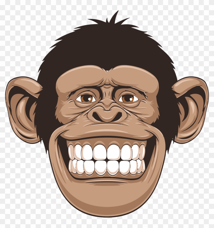 Ape Drawing Face - Funny Monkey With Glasses Clipart