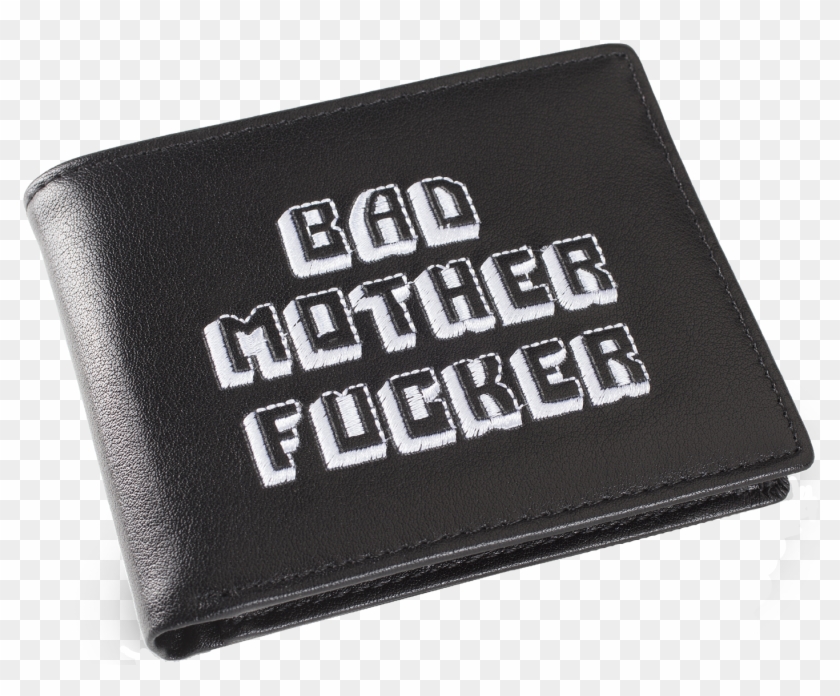 Black/white Embroidered Bad Mother Fucker Leather Wallet - Bad Motherfucker Wallet Black Clipart