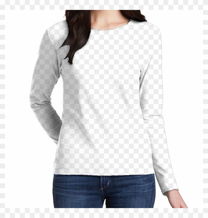 Women Tshirt Long Sleeve Front - Long Sleeved T Shirt Woman Clipart #2523335