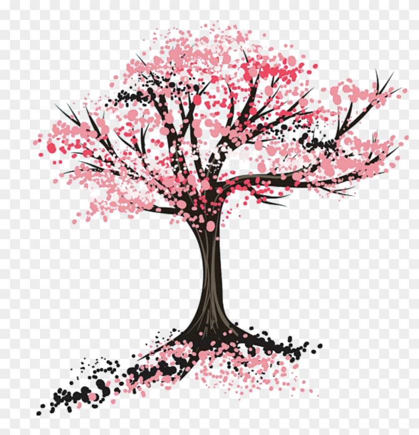 #sakura #tree#sticker - Cherry Blossom Tree Drawing Clipart