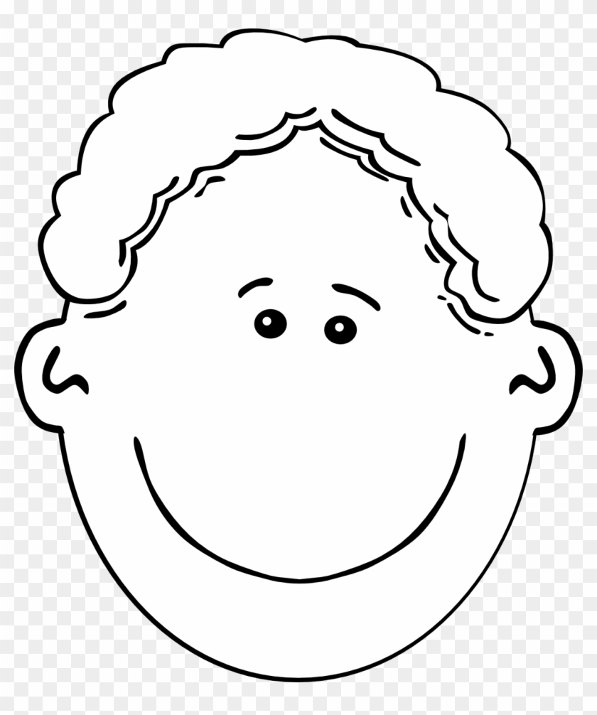 Baby Boy Face With Curly Hair Clipart - Happy Clip Art Black And White - Png Download #2526243