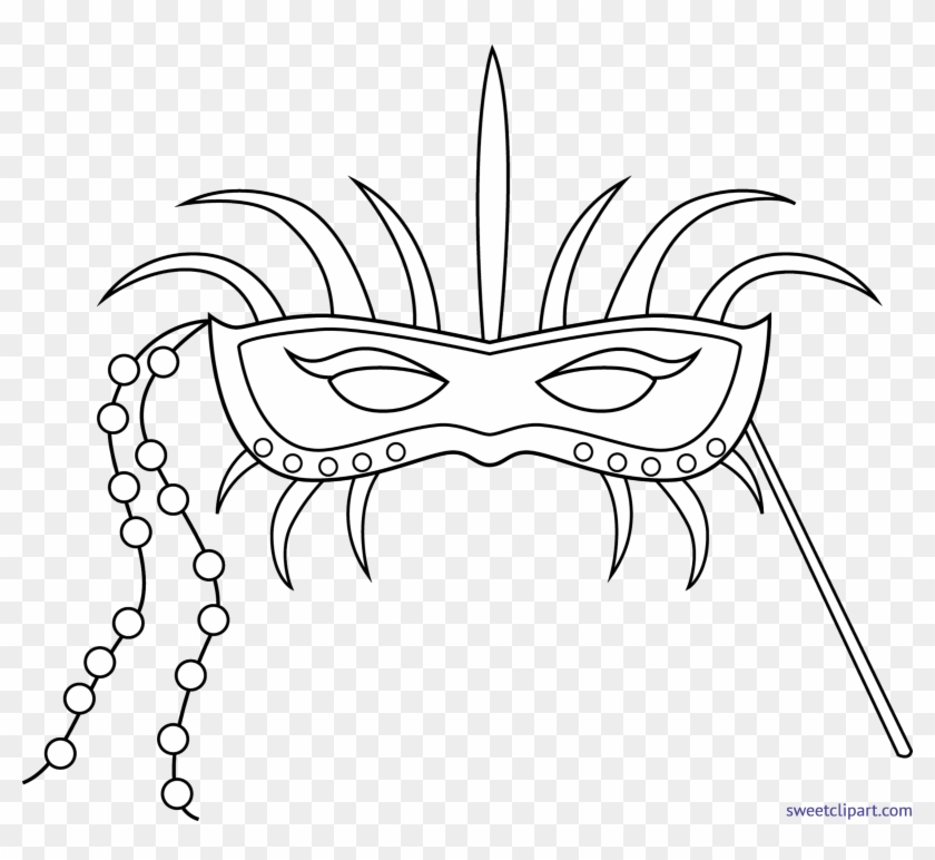 Png Freeuse Download Lineart Clip Art Sweet - Mardi Gras Masks Black And White Transparent Png #2530535