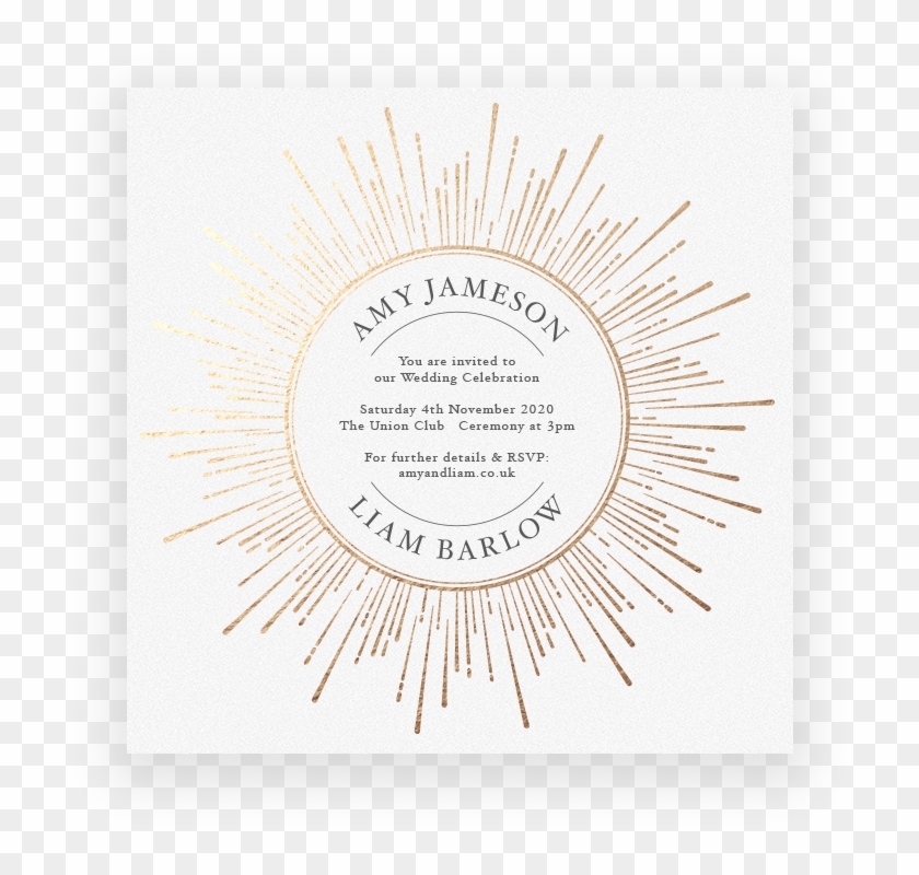 Sunburst Wedding Invitation - Circle Clipart #2533292