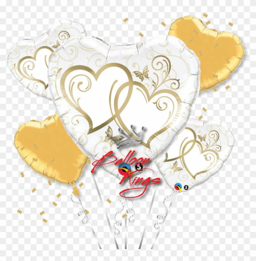 Entwined Gold Hearts Bouquet - Qualatex 17244 Clipart