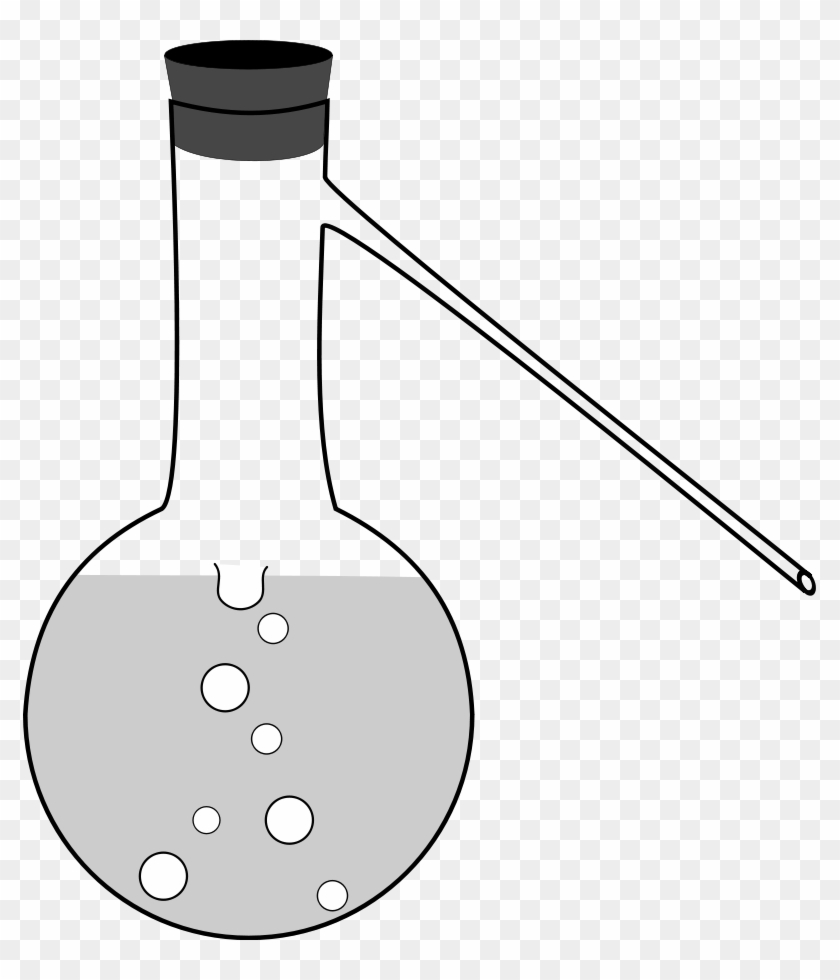 Flask With Sidearm And Stopper Png - Distilling Flask Laboratory Apparatus Drawing Clipart #2534888