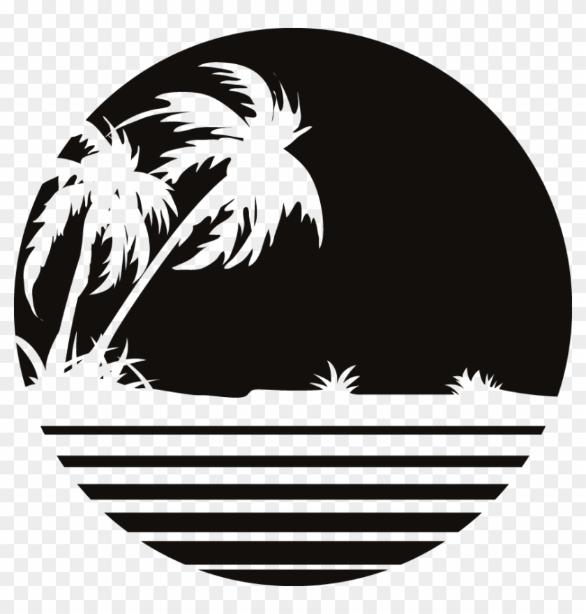Party Beach Silhouette Labels Png - Beach Silhouette Label Png Clipart #2536548