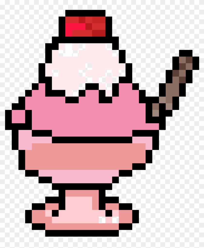 Ice Cream Sundae - Pixel Art Kawaii Clipart