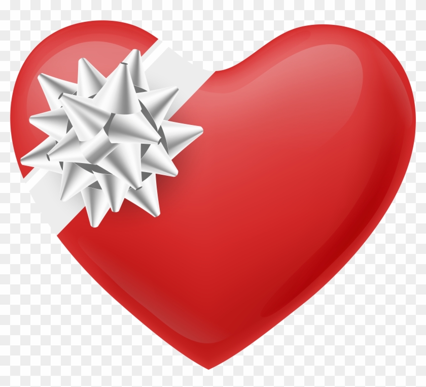 Heart With White Bow Transparent Png Image - Heart Clipart #2538182