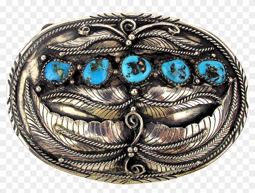 Old Handmade Sterling Silver Navajo Belt Buckle 5 Morenci - Emblem Clipart #2539627