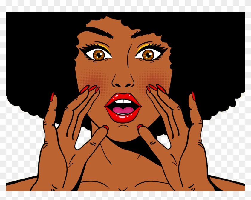 Black Woman Closup Afro - African Woman Pop Art Clipart