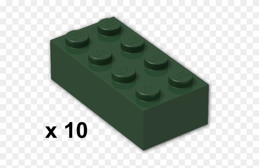 Lego Bricks ~ Lot Of 10 Dark Green Bricks Earth Green - Lego Brick 2 X 4 Png Clipart
