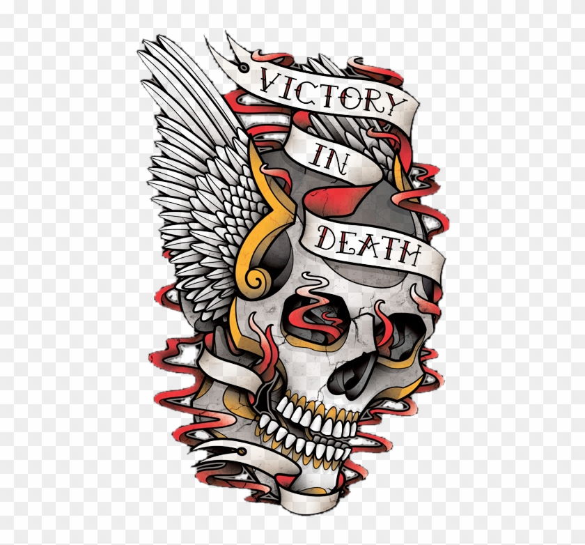 Color Traditional Skull - Victory Over Death Tattoo Clipart #2541828