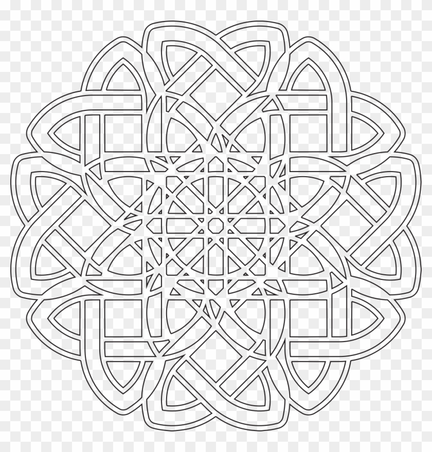 Geometric Interlacing Round Ornament Mandala Coloring, - Abstract Line Art Png Clipart