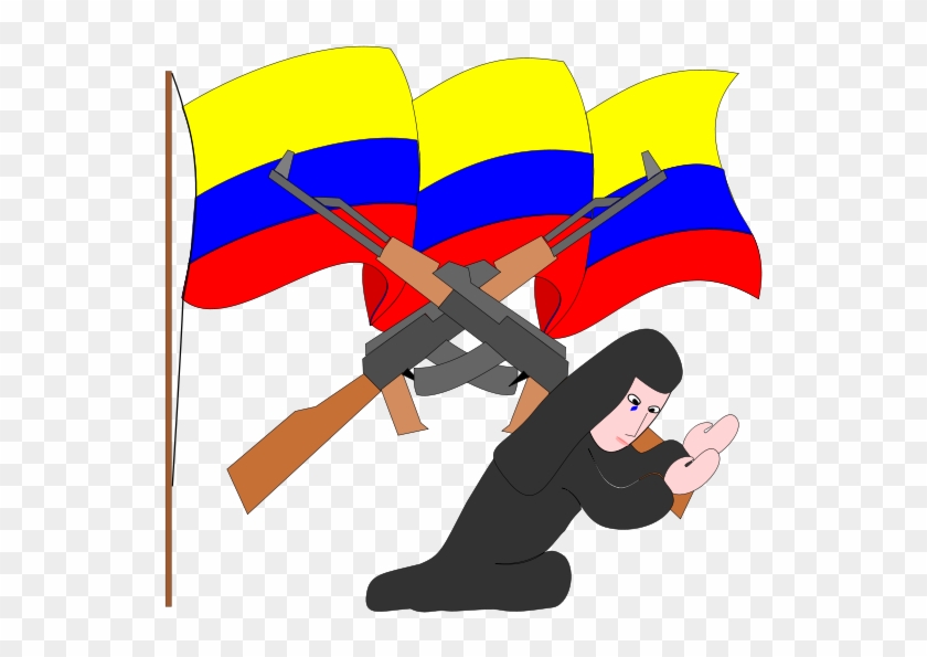 Guerrilleros Con Bandera De Colombia Clipart