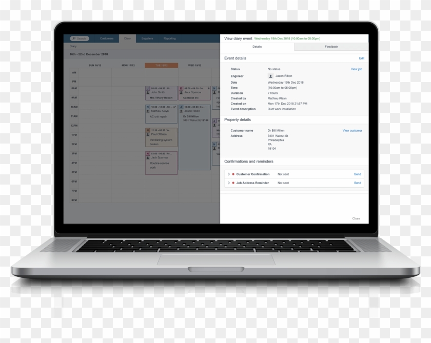 Managing Work Orders With Commusoft Software - Laptop Png Clipart
