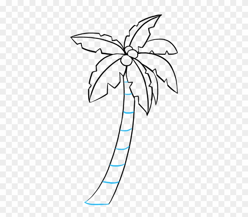 How To Draw A Palm Tree - Simple Easy Palm Trees Drawing Clipart #2545459