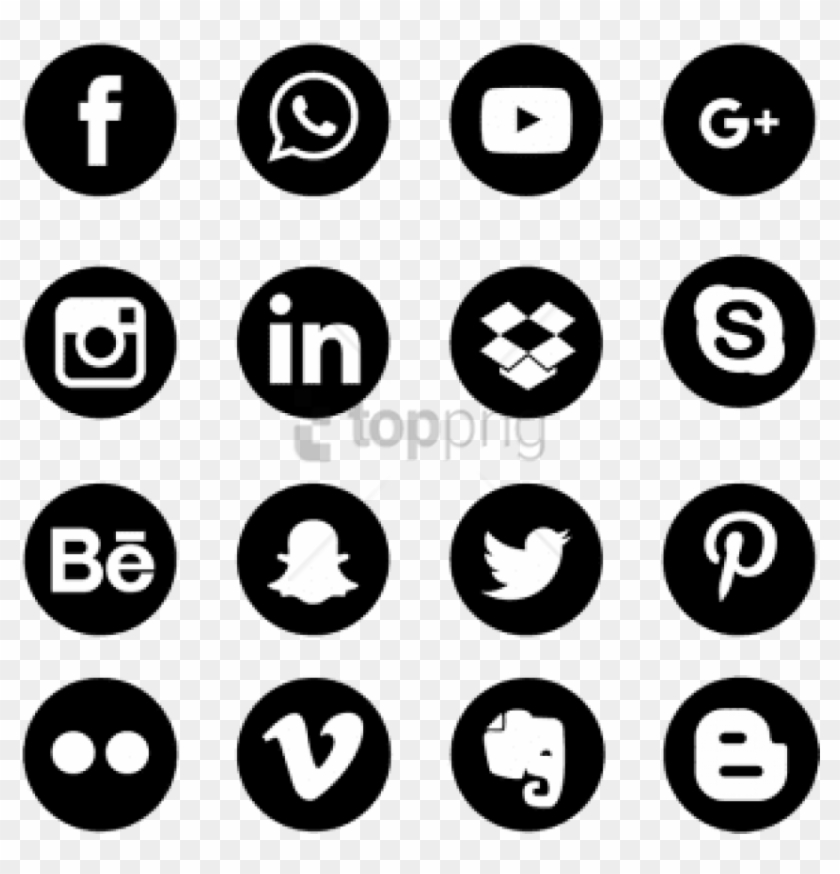 Free Png Social Media Icons Set Network Background - Social Media Icon Vector Png Clipart