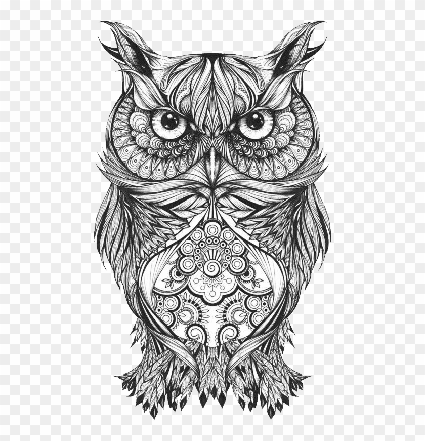 Body Owl Sketch Art Tattoo Drawing Clipart - Tattoo Mandala Owl - Png Download