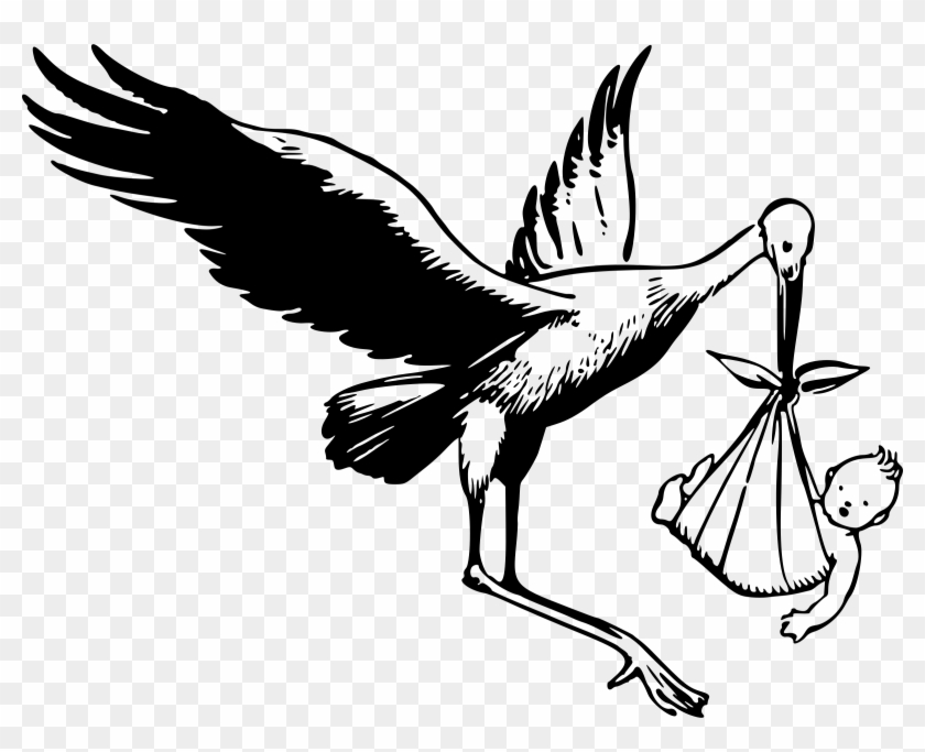 This Free Icons Png Design Of Special Delivery - Black And White Stork With Baby Clipart