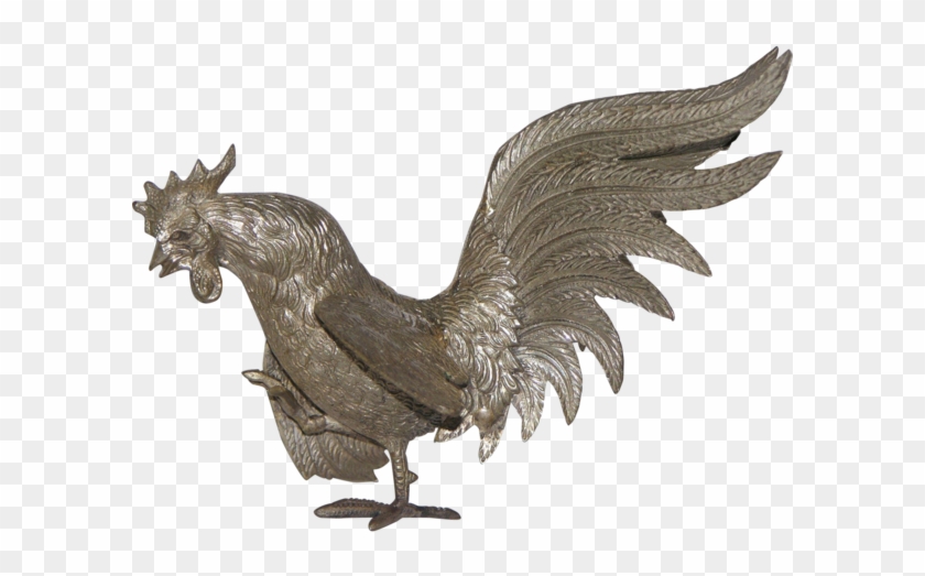 Vintage Gucci Silver Plated Rooster Bird Sculpture - Silver Rooster Clipart