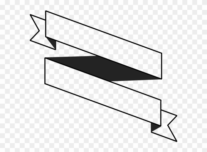 Double Banner Outline Rubber Stamp - Banner Outline Png Clipart