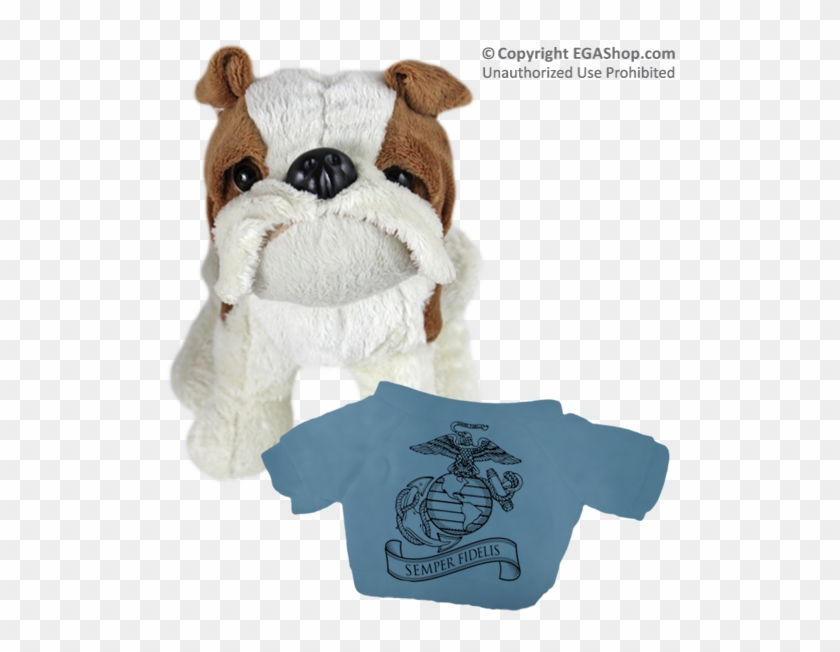 This Adorable Plush, Bull Dog Is Wearing A Hydro Blue - Eagle Globe And Anchor Clipart