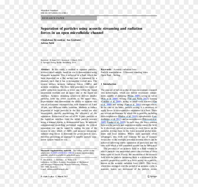 Separation Of Particles Using Acoustic Streaming And - Neonatal Mice Tooth Eruption Injection Clipart #2556938