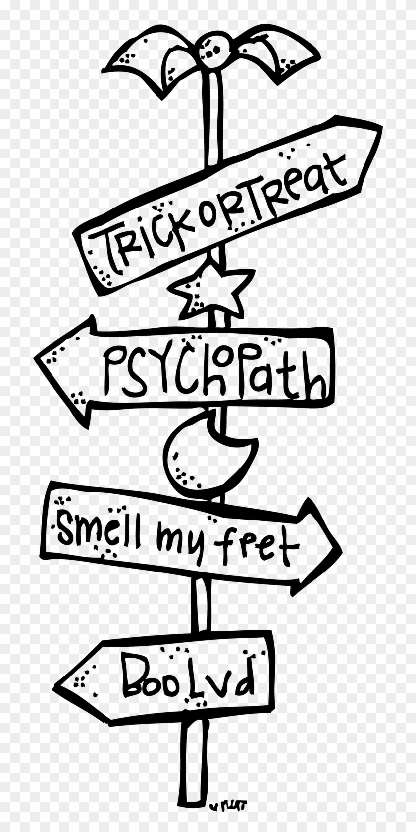 Stop Sign Pole Clip Art Melonheadz Halloween Black And White Clipart Png Download Pikpng