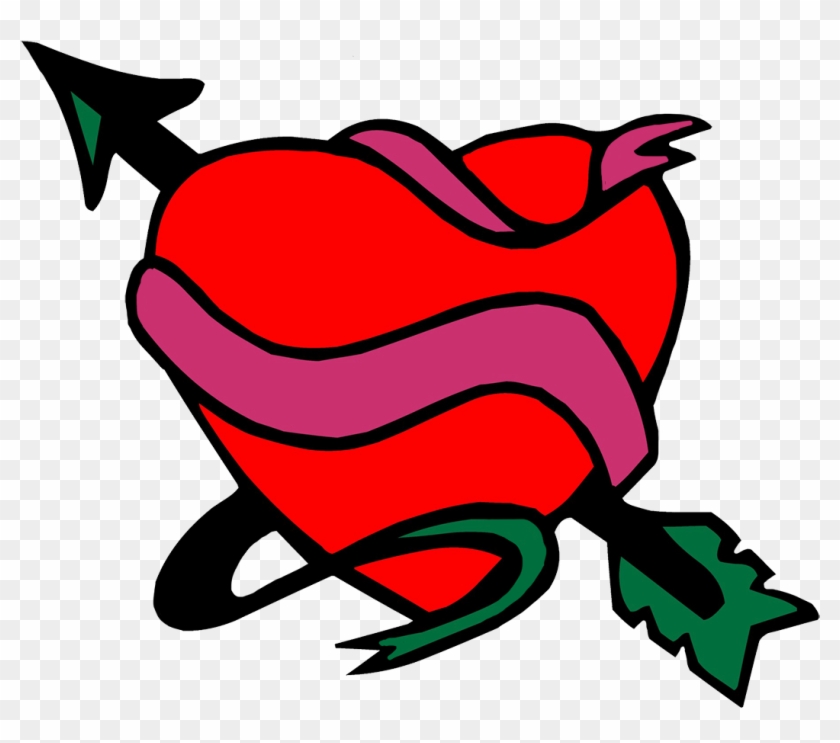 Cupid Bow Arrow Hearts, Heart With Ribbon And Arrow - Heart With Arrow Clipart