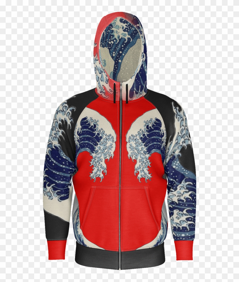 Great Waves Of Rising Sun Equil Hoodie - Rising Sun Hoodie Clipart #2557621
