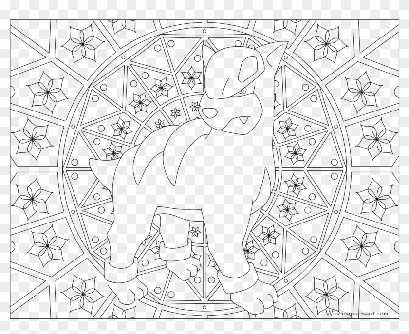 #228 Houndour Pokemon Coloring Page - Pokemon Adult Coloring Pages Clipart #2557829