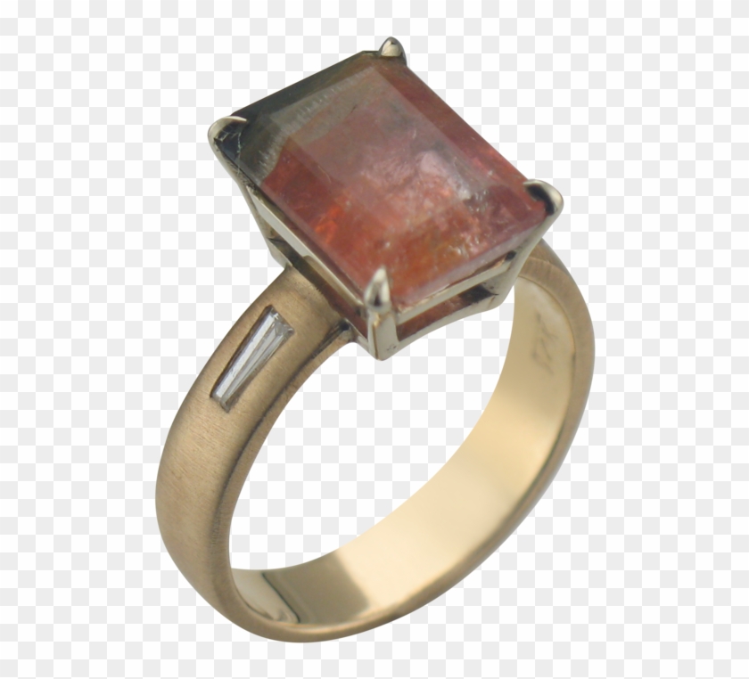 14k Yellow Gold Emerald Orange Tourmaline Ring Scottsdale - Pre-engagement Ring Clipart #2558701
