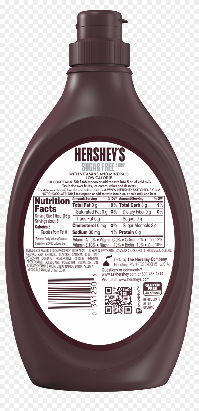 Hershey's Syrup (3000x3000), Png - Hersheys Sugar Free Chocolate Syrup Nutrition Clipart #2560623