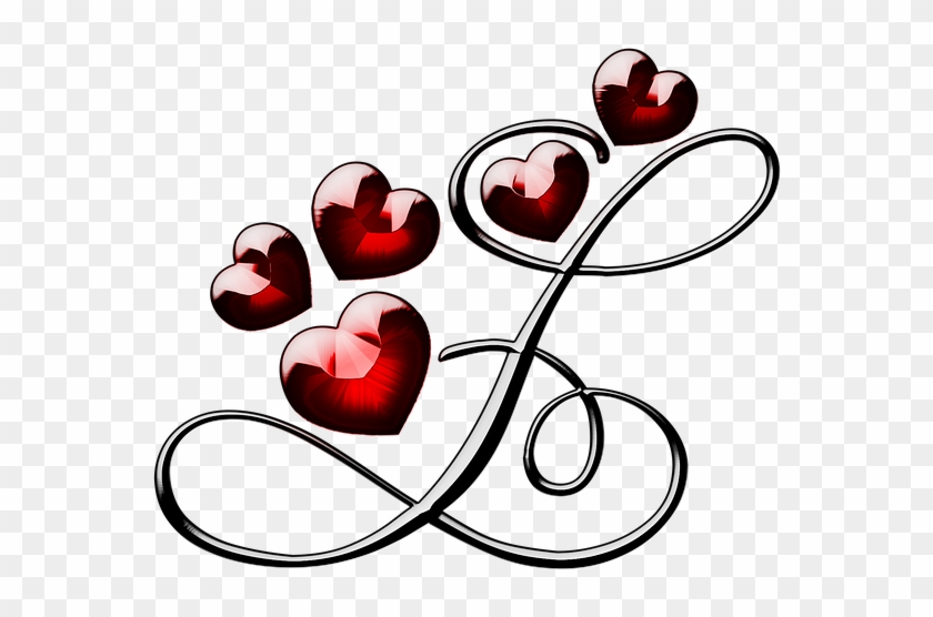 L Letter With Hearts - 14 February Valentine Day Clipart