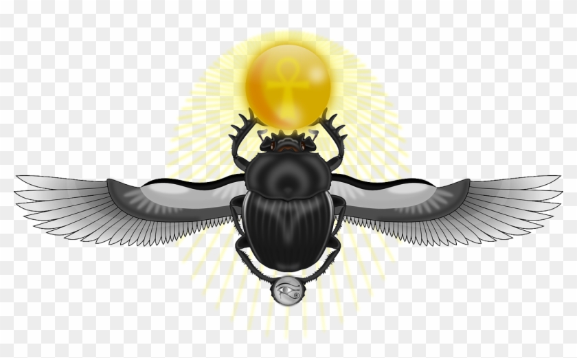 Scarab Bug Wings Ank Eye Horus Png Image - Winged Scarab Beetle Clipart #2562514