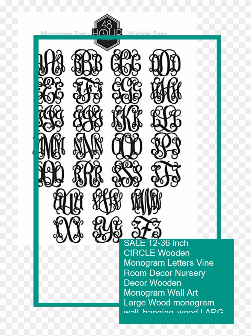 Sale 12-36 Inch Circle Wooden Monogram Letters Vine - Monogram Clipart